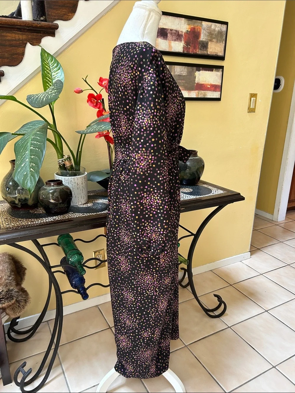 Kate Spade New York Disco DotsV Neck Ling Puff Sleeves Cropped Jumpsuit Size 16